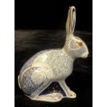 A Royal Crown Derby paperweight, Starlight Hare, Collector's Guild exclusive, gold stopper, boxed