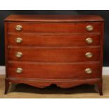 A mahogany bowfront chest, of four long graduated drawers, 91.5cm high, 116.5cm wide, 55cm deep