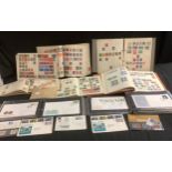 Stamps - box of material including six albums and loose, QEII UMM blocks, early 1957-1966, etc, FDC,