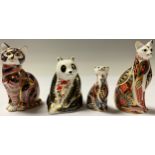 A pair of Royal Crown Derby paperweights, Siamese Cat and Kitten, silver stoppers; others, Cat, no