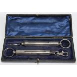 Scales, Weights and Measures - a pair of silver plated Salter's spring balances, 9cm tubes, cased