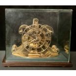 A replica Strutt's type Epicyclic skeleton clock, cased, late 20th century
