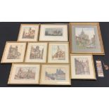 Pictures - Fisher and Sons, by, Wollaton Hall, Nottingham, coloured engraving; a set of seven City