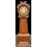 A late 19th century miniature mahogany longcase clock, later set with automobile dashboard clock,