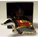 A Royal Crown Derby paperweight, Moonlight Badger, Collector's Guild exclusive, 21st anniversary