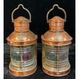 A pair of Davey & Co, London, copper ships lanterns, 39cm over handles