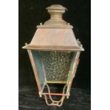Industrial Street Reclamation and Salvage - a copper street lantern or street light, 82cm high