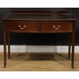 A George III Revival mahogany bowfront side table, slightly oversailing top with shallow half-