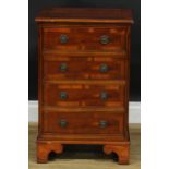 A small George III style yew veneer chest of four long drawers, 72cm high, 46cm wide, 32.5cm deep