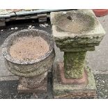 A reconstituted stone bird bath, other, reconstituted stone planter