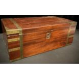A large George III mahogany brass bound campaign writing box, 50.5cm wide (a/f)