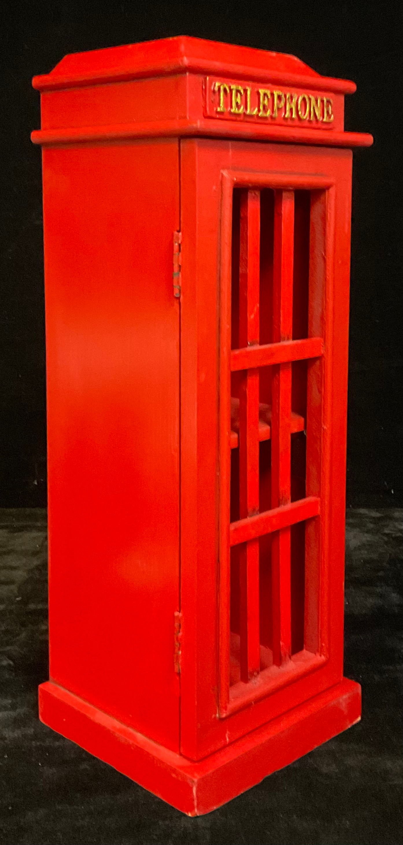 A small wooden cabinet, as a telephone box, painted in red, with hinged magnetic door, 52cm high - Image 2 of 4