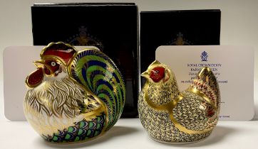 A Royal Crown Derby paperweight, Farmyard Cockerel, limited edition 1,828/5,000, gold stopper,