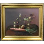 Continental School (20th century) Still life indistinctly signed, oil on canvas, 49cm x 59cm