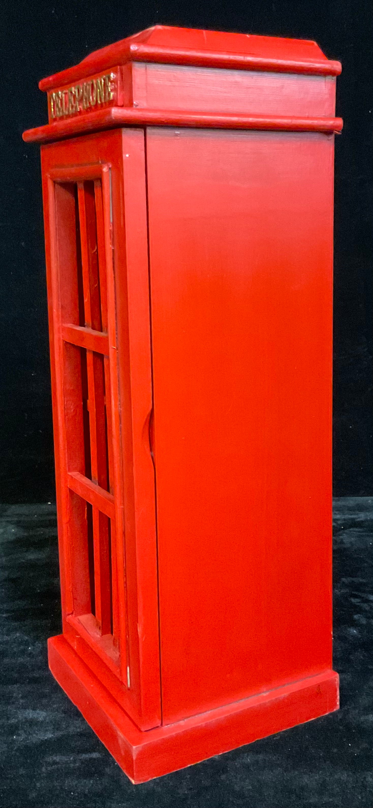 A small wooden cabinet, as a telephone box, painted in red, with hinged magnetic door, 52cm high - Image 3 of 4