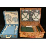 A mid 20th century Brexton fitted picnic hamper; another, Optima picnic hamper (2)