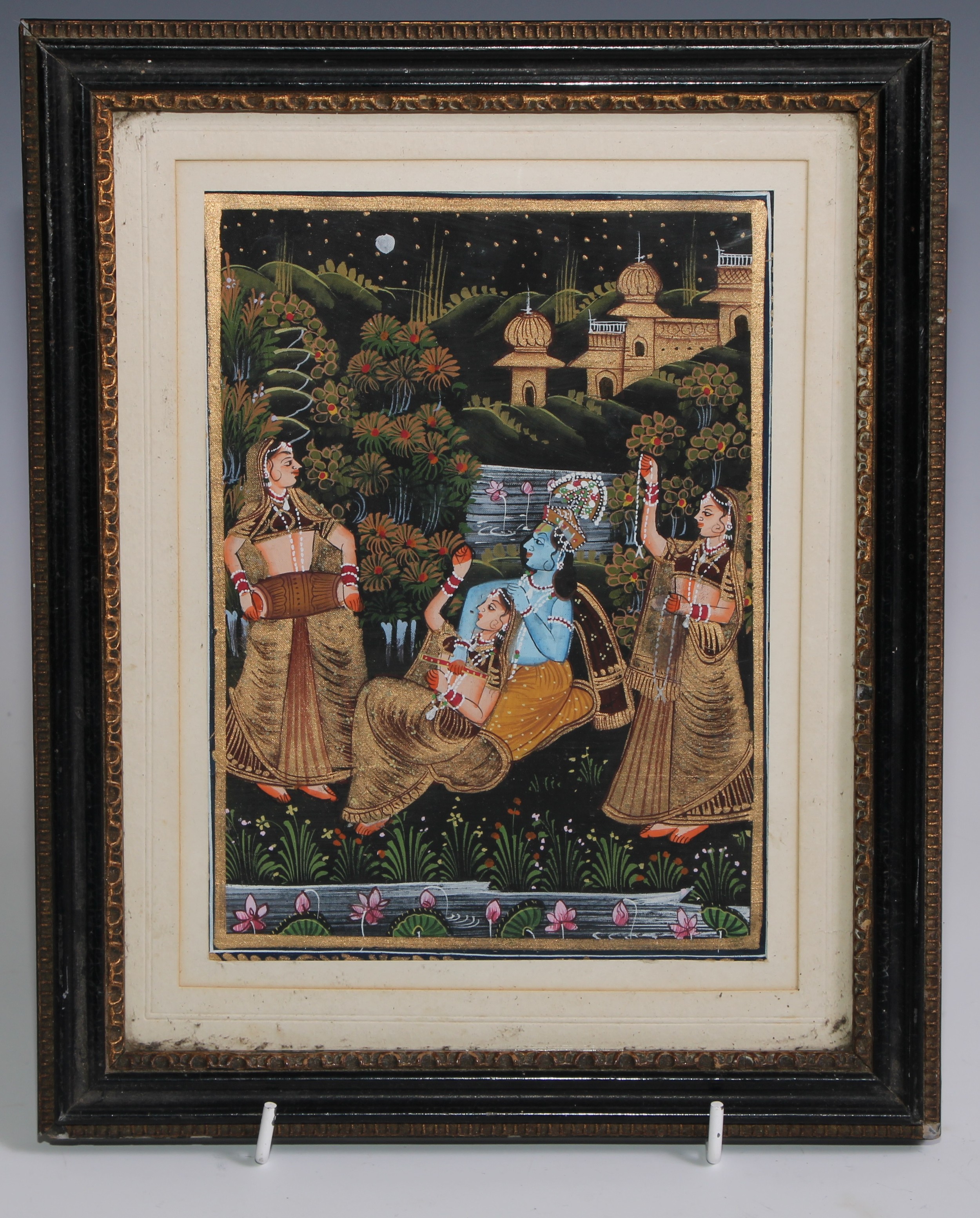 Indian School Radha and Krishna watercolour and gouache, 18.5cm x 13.5cm