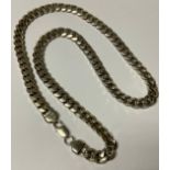 A sterling silver heavy gauge curb link necklace, 94.7g, boxed