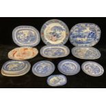 A collection of 19th century meat plates, various sizes, including Mason's Ironstone, etc; other