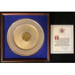 A silver commemorative plate, College of Arms, Coronation of Elizabeth II, limited edition 873/2500,