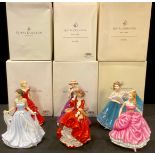 A Royal Doulton Petites figure, Top O'The Hill HN 4778, 17cm, certificate, boxed; others, Megan HN