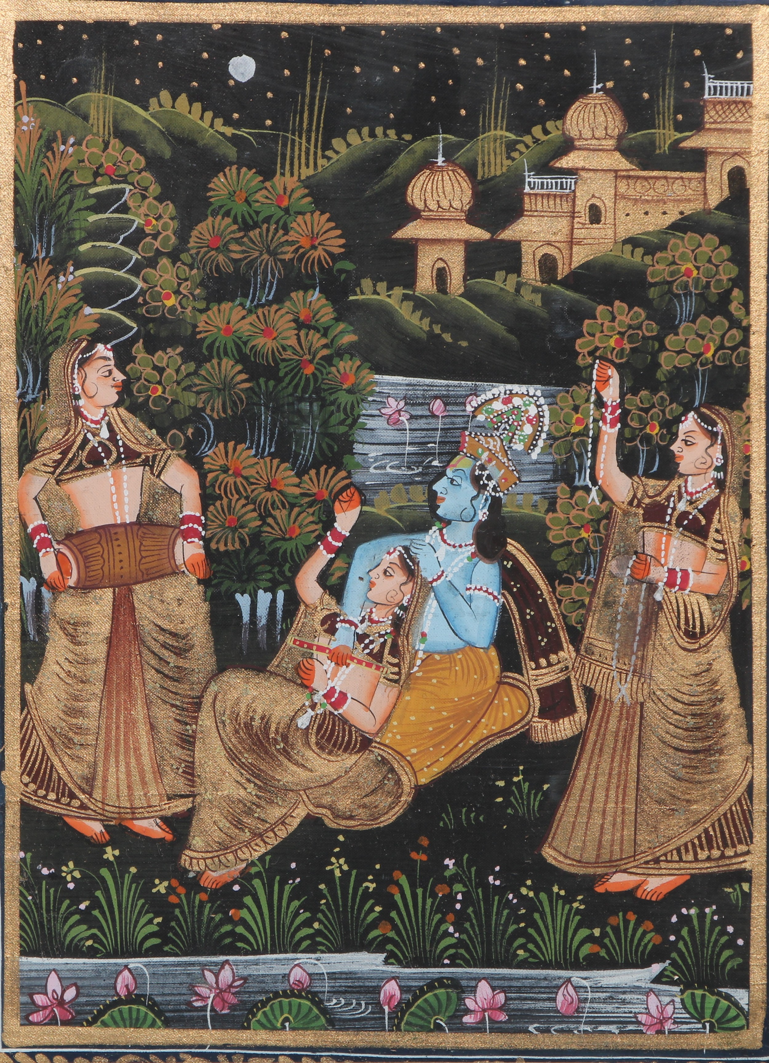 Indian School Radha and Krishna watercolour and gouache, 18.5cm x 13.5cm - Image 2 of 2