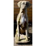 A reconstituted garden statue as a Great Dane, 115cm high, 73cm depth