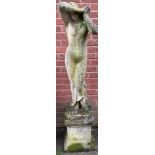 Reconstituted garden statue, shy maiden, 156cm high,
