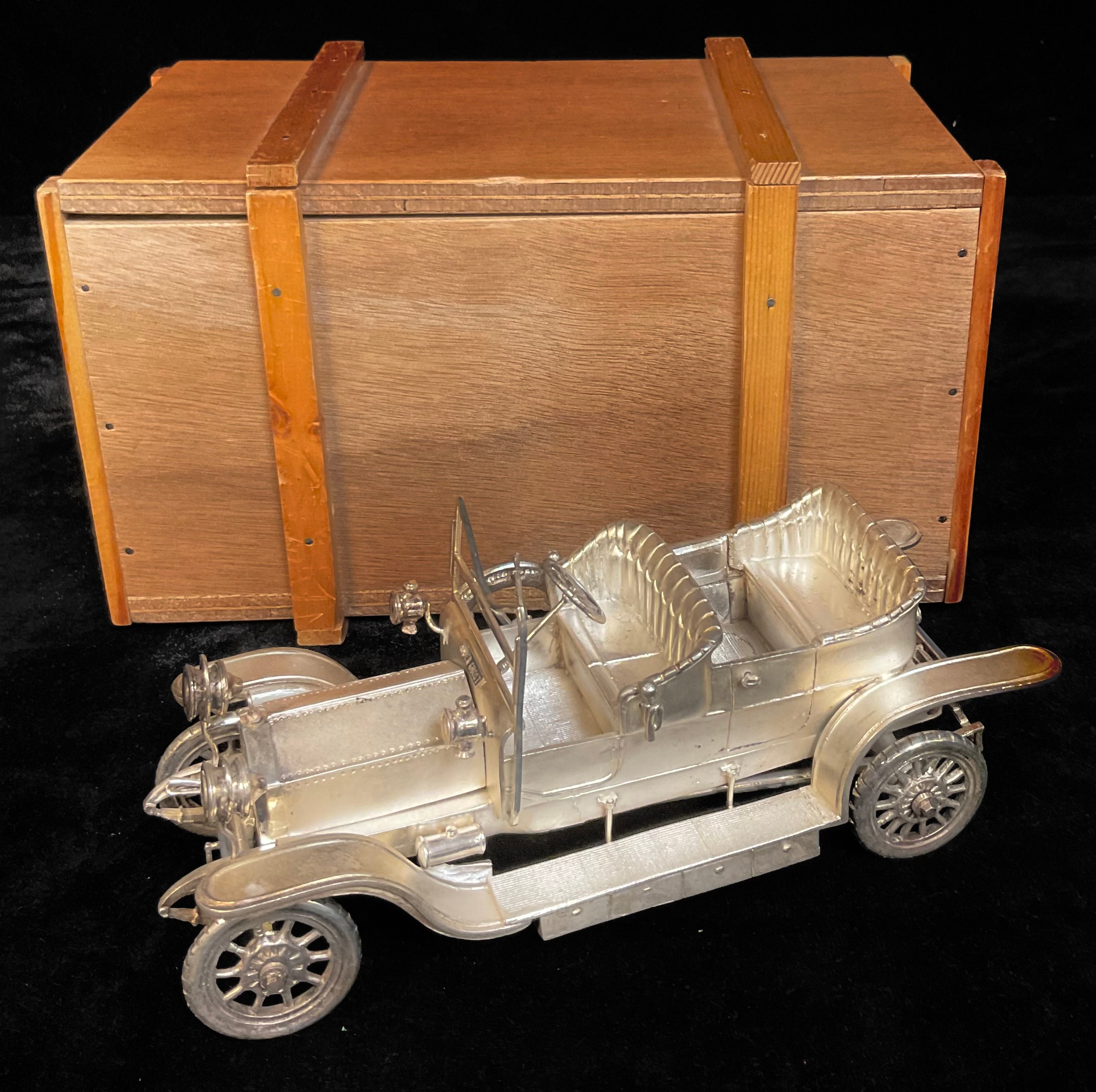 A silver model of a Rolls-Royce 1907 Silver Ghost, open tourer, 19cm long, London 1978, approx. - Image 3 of 5