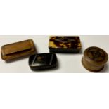 A tortoiseshell snuff box; other 19th century snuff boxes (4)