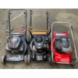 A Rover mulch’n catch with briggs and Stratton quantum xts 50 engine petrol lawnmower, another