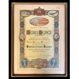 Rolls Royce - a long service certificate, presented to John William Wileman, October 1954, signed by