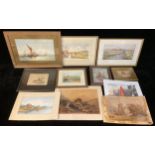 Pictures and Prints - English School (19th century), Raising the Sails, watercolour, 24cm x 37cm;
