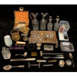 Boxes and Objects - a gold mounted cigar holder, cased; a pair of 9ct gold earrings; a silver