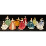 A Royal Doulton figure, Fair Lady (Coral Pink) HN 2835; others, Gillian HN 3742; Elaine HN 2791;