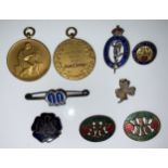 An enamel badge, Royal Corps of Signals; others, For Home and Country, Refugee Field Staff Assoc.,