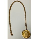 A Queen Elizabeth II gold sovereign pendant