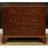 A 19th century mahogany chest, of two short and two long drawers, skirted base, bracket feet, 88cm
