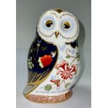 A Royal Crown Derby paperweight, Daybreak Owl, silver stopper, boxed