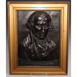 The Industrial Revolution - a 19th century bronzed copper relief portrait, of James Watt (1736 -