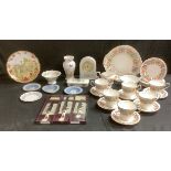 A Paragon Country Lane pattern tea set for six; a Royal Albert Celebration of Old Country Roses