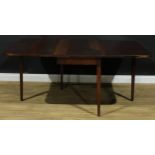 A 19th century mahogany gateleg table, rounded rectangular top with fall leaves, tapered square