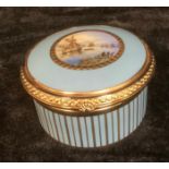 A Lynton porcelain circular table box, painted by Stefan Nowacki, signed, with schooners off the