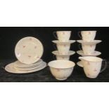 A Shelley Pink Fern tea service for six comprising cake plate, side plates, cream jug, sugar bowl,