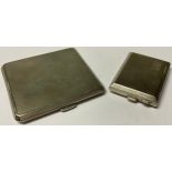 A George V silver canted rectangular cigarette case, engine turned, 8.5cm, Mappin & Webb, Birmingham