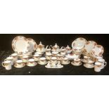 A Royal Albert Old Country Roses tea and dinner service, including three graduated teapots, two milk