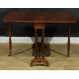 A Victorian walnut Sutherland table, 70cm high, 18.5cm opening to 110cm long, 91cm wide, c.1860