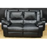 A manual reclining sofa, 97cm high, 214cm wide, the seat 156cm wide and 53cm deep; another, 95cm