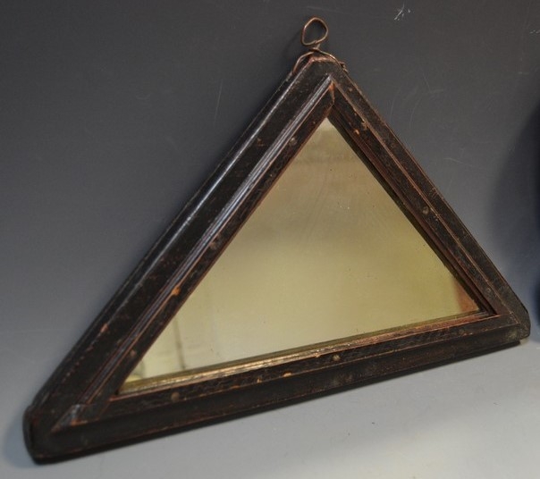 A 19th century oak rectangular mirror, carved frame, 43cm x 20cm; an oak wall bracket, pierced and - Image 3 of 4