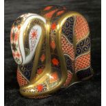 A Royal Crown Derby paperweight, Old Imari Snake, gold stopper, signed by Louise Adam in gold, boxed